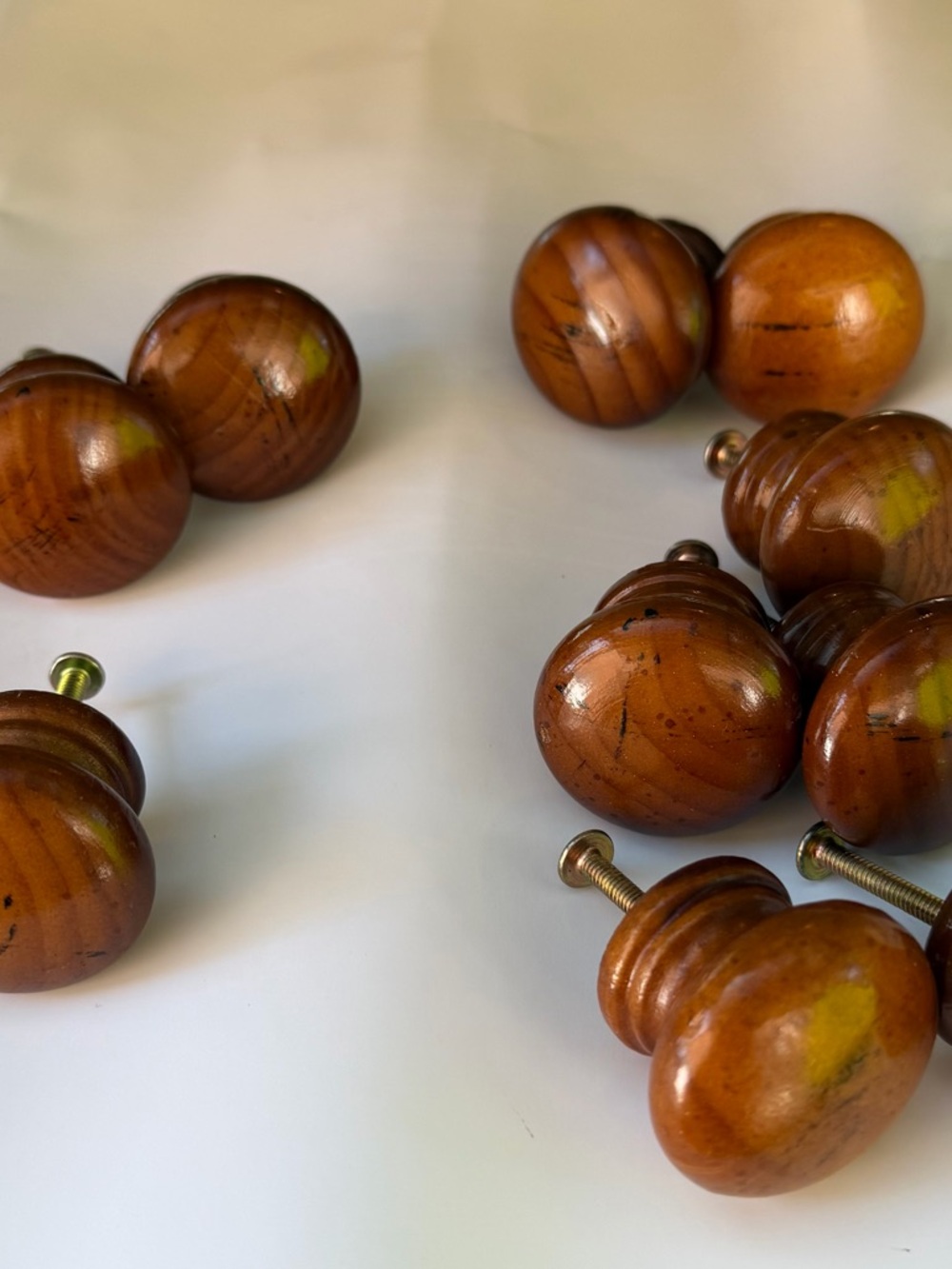 Turned Wood Cabinet Knobs in Warm Brown - Set of Decorative Pulls